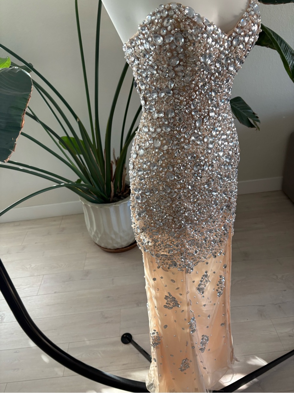 Jovani Strapless Crystal-Embellished Gown - Nude & Silver - Picture 4 of 7